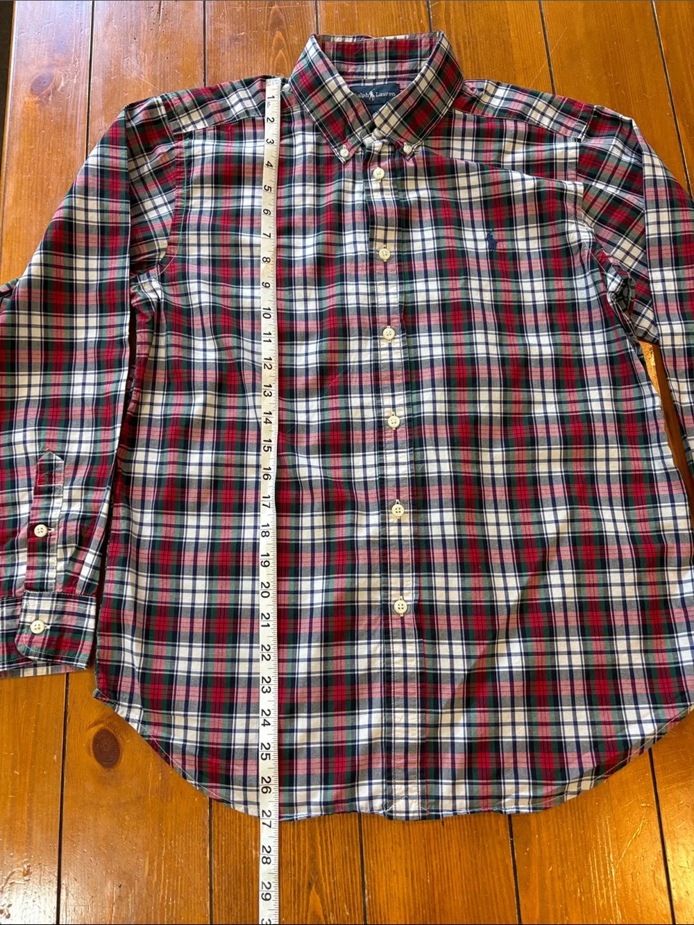 Ralph Lauren Multicolor Tartan Plaid Button-Down Shirt Boys Size L (14-16) EUC
